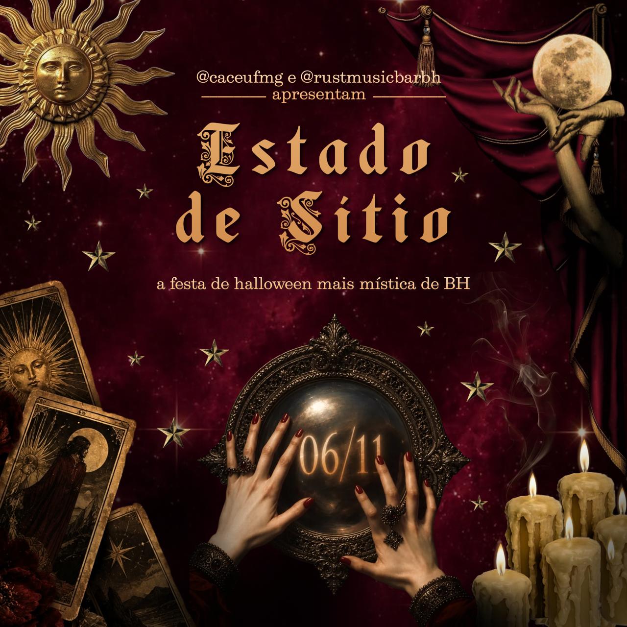 Capa de ESTADO DE SITIO | HALLOWEEN UNIVERSITÁRIO | RUST MUSIC BAR | 06 NOV | 21H