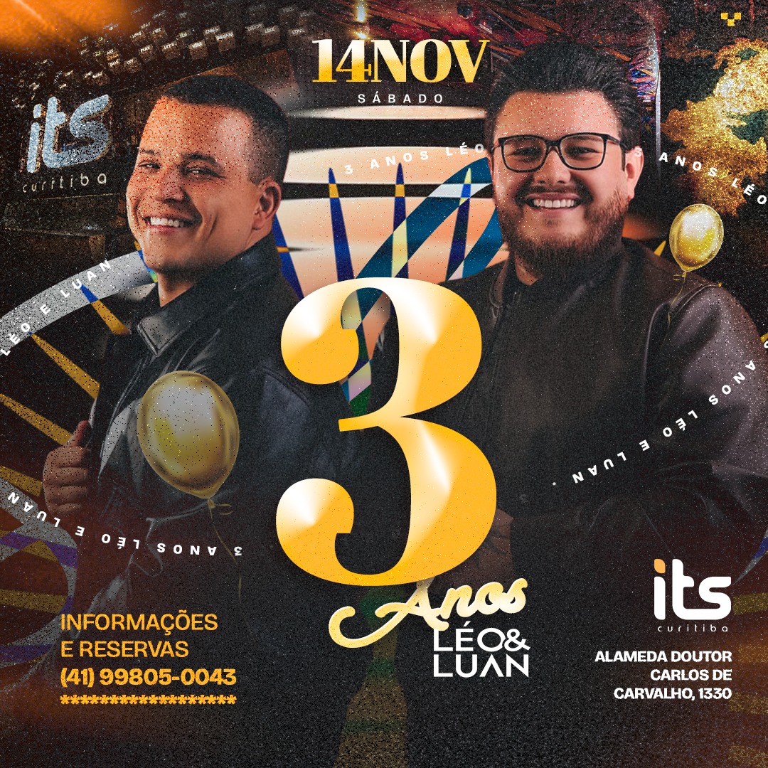 Capa de Aniversário 3 Anos Léo e Luan 14/11 - Its Curitiba