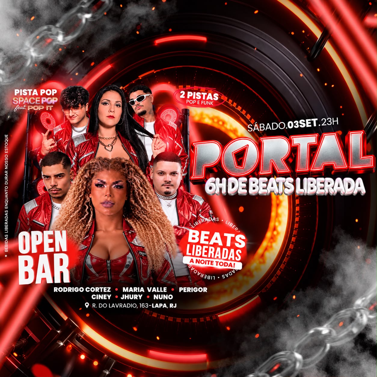 Capa de 03/10 • PORTAL RIO • 6 HORAS DE BEATS LIBERADA + MEGA OPEN BAR / 2 PISTAS