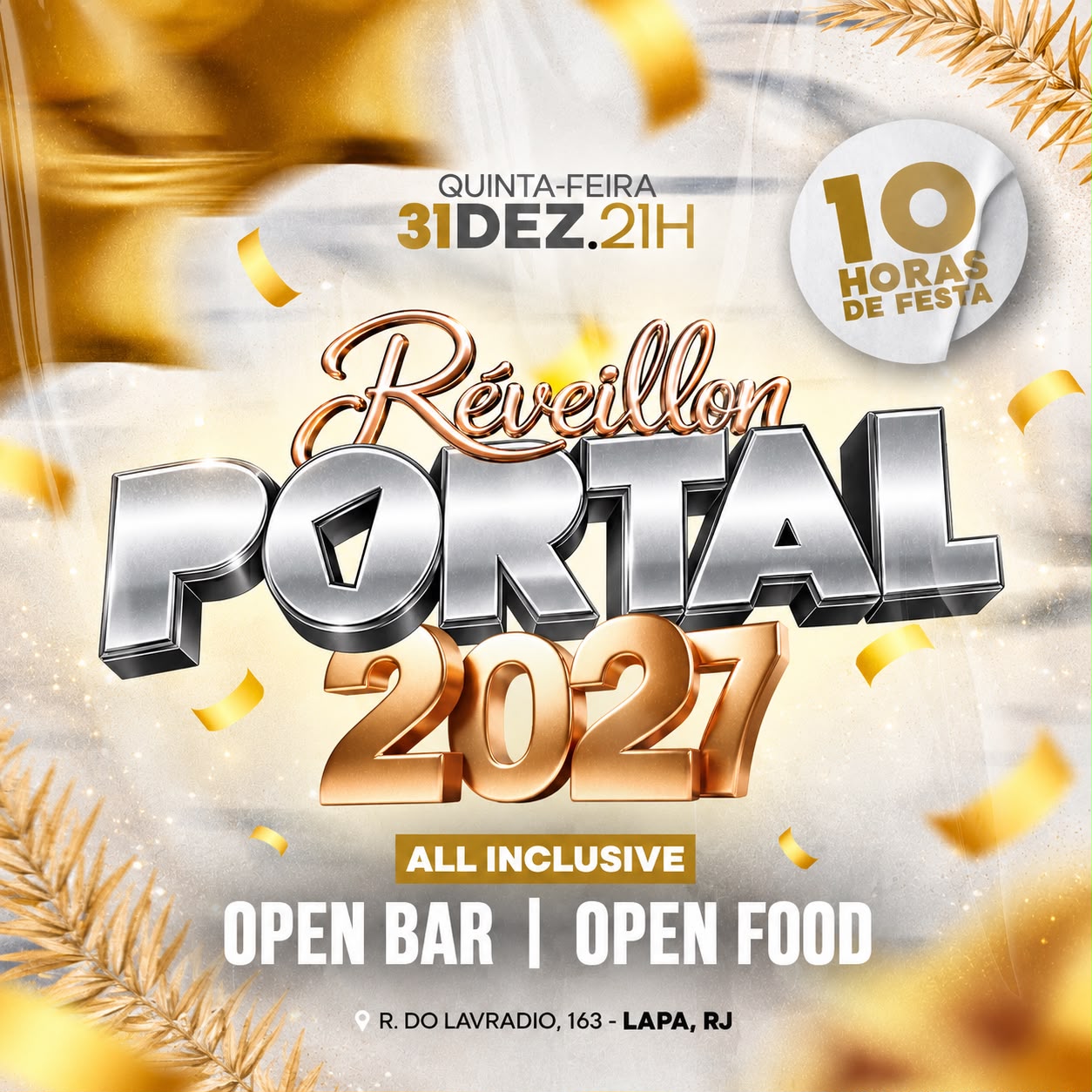 Capa de 31/12 - REVEILLON DO PORTAL / ALL INCLUSIVE: OPEN BAR E OPEN FOOD