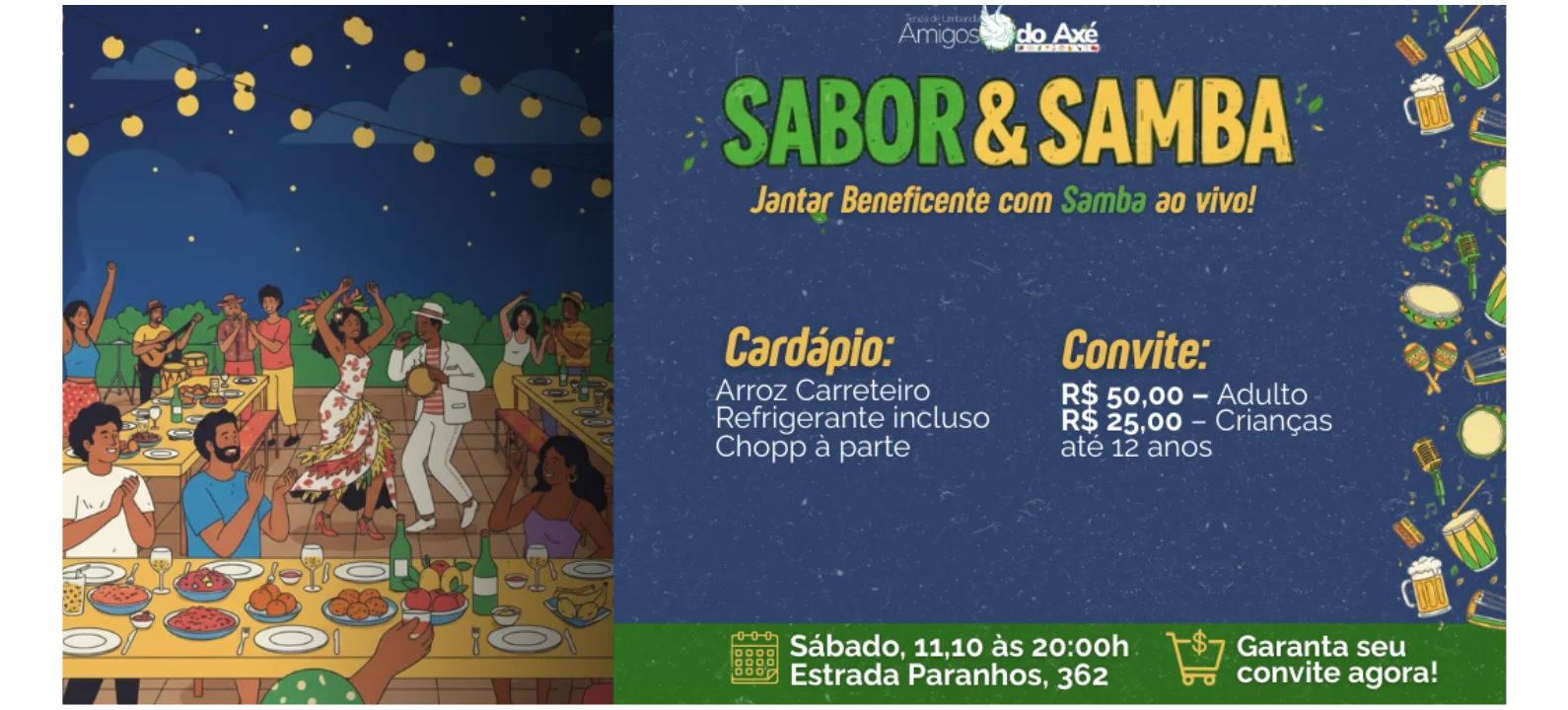 Image for the event: Jantar Dançante Beneficente com Samba